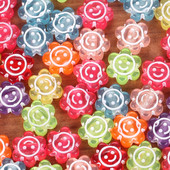10x4mm Πολύχρωμες ακρυλικές χάντρες Smiley Sun Flower Στρογγυλό για Κατασκευή κοσμημάτων DIY Βραχιόλι κολιέ αξεσουάρ 50 τμχ