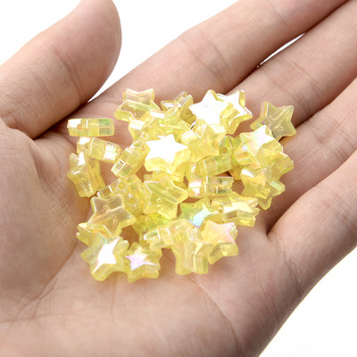 50 vnt 11 mm akrilo karoliukai žvaigždės širdies formos spalvingi AB simfoniniai karoliukai papuošalams gaminti „pasidaryk pats“ apyrankės, reikmenys, reikmenys