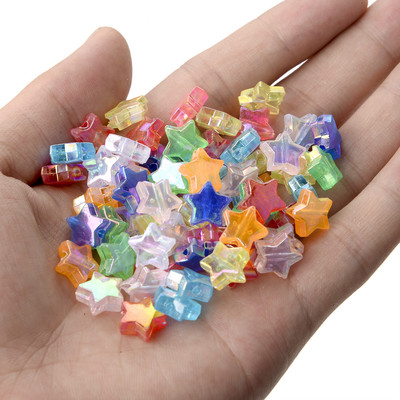 50 vnt 11 mm akrilo karoliukai žvaigždės širdies formos spalvingi AB simfoniniai karoliukai papuošalams gaminti „pasidaryk pats“ apyrankės, reikmenys, reikmenys