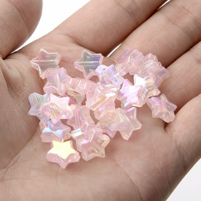 50 vnt 11 mm akrilo karoliukai žvaigždės širdies formos spalvingi AB simfoniniai karoliukai papuošalams gaminti „pasidaryk pats“ apyrankės, reikmenys, reikmenys