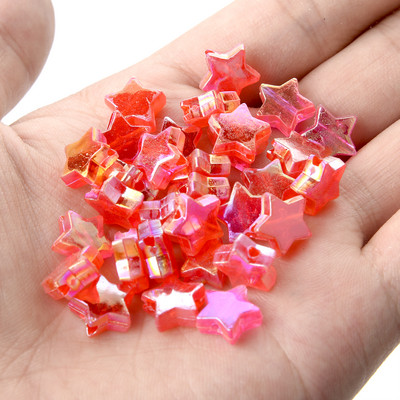 50 vnt 11 mm akrilo karoliukai žvaigždės širdies formos spalvingi AB simfoniniai karoliukai papuošalams gaminti „pasidaryk pats“ apyrankės, reikmenys, reikmenys