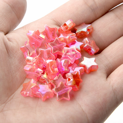 50 vnt 11 mm akrilo karoliukai žvaigždės širdies formos spalvingi AB simfoniniai karoliukai papuošalams gaminti „pasidaryk pats“ apyrankės, reikmenys, reikmenys