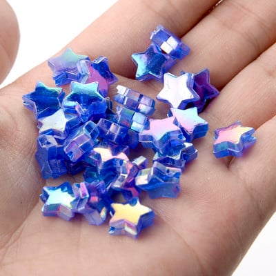 50 vnt 11 mm akrilo karoliukai žvaigždės širdies formos spalvingi AB simfoniniai karoliukai papuošalams gaminti „pasidaryk pats“ apyrankės, reikmenys, reikmenys