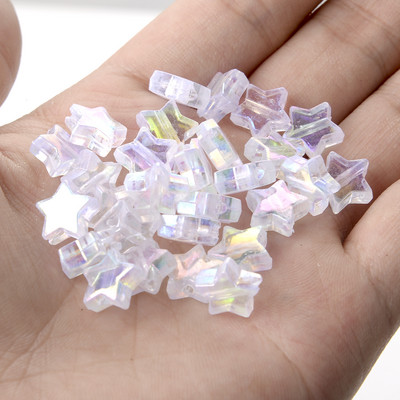 50 vnt 11 mm akrilo karoliukai žvaigždės širdies formos spalvingi AB simfoniniai karoliukai papuošalams gaminti „pasidaryk pats“ apyrankės, reikmenys, reikmenys