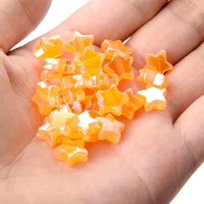 50 vnt 11 mm akrilo karoliukai žvaigždės širdies formos spalvingi AB simfoniniai karoliukai papuošalams gaminti „pasidaryk pats“ apyrankės, reikmenys, reikmenys