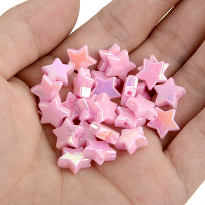 50 vnt 11 mm akrilo karoliukai žvaigždės širdies formos spalvingi AB simfoniniai karoliukai papuošalams gaminti „pasidaryk pats“ apyrankės, reikmenys, reikmenys