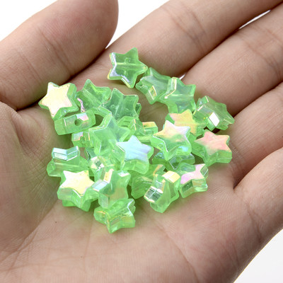 50 vnt 11 mm akrilo karoliukai žvaigždės širdies formos spalvingi AB simfoniniai karoliukai papuošalams gaminti „pasidaryk pats“ apyrankės, reikmenys, reikmenys