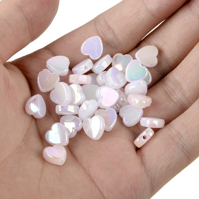 50 vnt 11 mm akrilo karoliukai žvaigždės širdies formos spalvingi AB simfoniniai karoliukai papuošalams gaminti „pasidaryk pats“ apyrankės, reikmenys, reikmenys