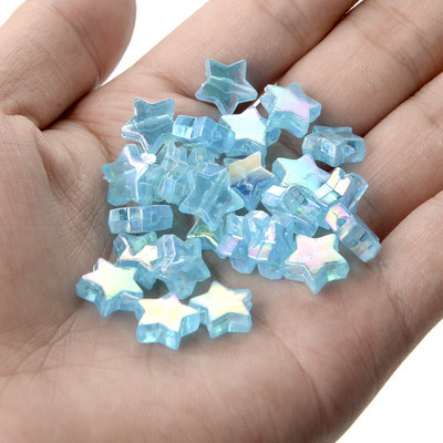 50 vnt 11 mm akrilo karoliukai žvaigždės širdies formos spalvingi AB simfoniniai karoliukai papuošalams gaminti „pasidaryk pats“ apyrankės, reikmenys, reikmenys