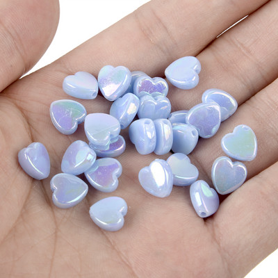 50 vnt 11 mm akrilo karoliukai žvaigždės širdies formos spalvingi AB simfoniniai karoliukai papuošalams gaminti „pasidaryk pats“ apyrankės, reikmenys, reikmenys