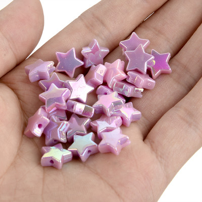 50 vnt 11 mm akrilo karoliukai žvaigždės širdies formos spalvingi AB simfoniniai karoliukai papuošalams gaminti „pasidaryk pats“ apyrankės, reikmenys, reikmenys