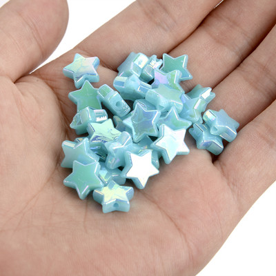 50 vnt 11 mm akrilo karoliukai žvaigždės širdies formos spalvingi AB simfoniniai karoliukai papuošalams gaminti „pasidaryk pats“ apyrankės, reikmenys, reikmenys