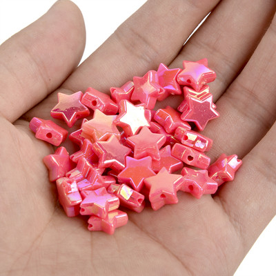 50 vnt 11 mm akrilo karoliukai žvaigždės širdies formos spalvingi AB simfoniniai karoliukai papuošalams gaminti „pasidaryk pats“ apyrankės, reikmenys, reikmenys