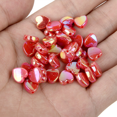 50 vnt 11 mm akrilo karoliukai žvaigždės širdies formos spalvingi AB simfoniniai karoliukai papuošalams gaminti „pasidaryk pats“ apyrankės, reikmenys, reikmenys