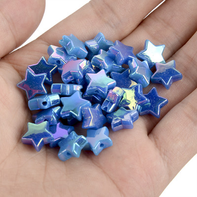 50 vnt 11 mm akrilo karoliukai žvaigždės širdies formos spalvingi AB simfoniniai karoliukai papuošalams gaminti „pasidaryk pats“ apyrankės, reikmenys, reikmenys