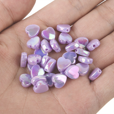 50 vnt 11 mm akrilo karoliukai žvaigždės širdies formos spalvingi AB simfoniniai karoliukai papuošalams gaminti „pasidaryk pats“ apyrankės, reikmenys, reikmenys