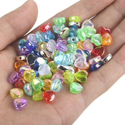 50 vnt 11 mm akrilo karoliukai žvaigždės širdies formos spalvingi AB simfoniniai karoliukai papuošalams gaminti „pasidaryk pats“ apyrankės, reikmenys, reikmenys