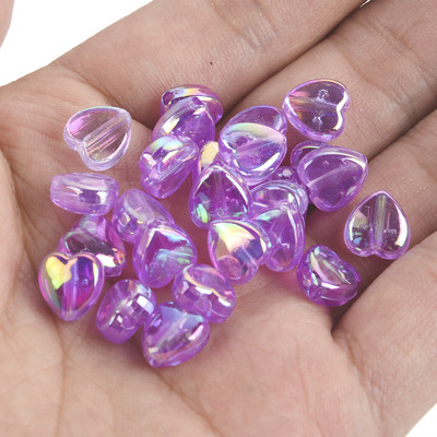 50 vnt 11 mm akrilo karoliukai žvaigždės širdies formos spalvingi AB simfoniniai karoliukai papuošalams gaminti „pasidaryk pats“ apyrankės, reikmenys, reikmenys