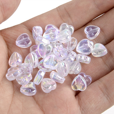 50 vnt 11 mm akrilo karoliukai žvaigždės širdies formos spalvingi AB simfoniniai karoliukai papuošalams gaminti „pasidaryk pats“ apyrankės, reikmenys, reikmenys