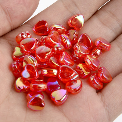 50 vnt 11 mm akrilo karoliukai žvaigždės širdies formos spalvingi AB simfoniniai karoliukai papuošalams gaminti „pasidaryk pats“ apyrankės, reikmenys, reikmenys