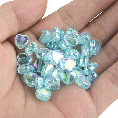 50 vnt 11 mm akrilo karoliukai žvaigždės širdies formos spalvingi AB simfoniniai karoliukai papuošalams gaminti „pasidaryk pats“ apyrankės, reikmenys, reikmenys