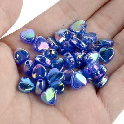 50 vnt 11 mm akrilo karoliukai žvaigždės širdies formos spalvingi AB simfoniniai karoliukai papuošalams gaminti „pasidaryk pats“ apyrankės, reikmenys, reikmenys