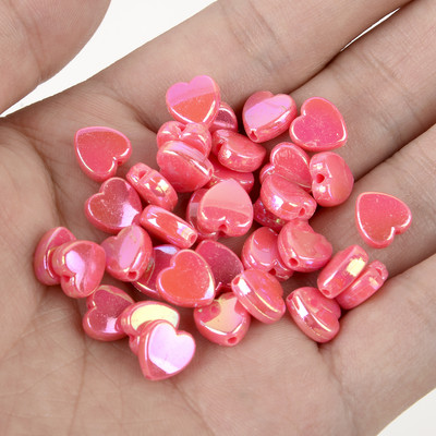 50 vnt 11 mm akrilo karoliukai žvaigždės širdies formos spalvingi AB simfoniniai karoliukai papuošalams gaminti „pasidaryk pats“ apyrankės, reikmenys, reikmenys