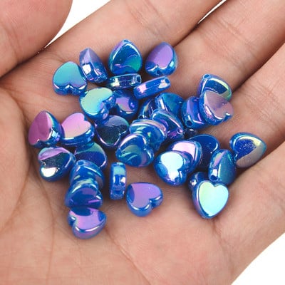 50 vnt 11 mm akrilo karoliukai žvaigždės širdies formos spalvingi AB simfoniniai karoliukai papuošalams gaminti „pasidaryk pats“ apyrankės, reikmenys, reikmenys