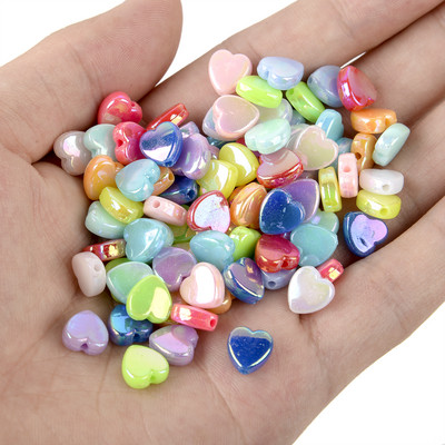 50 vnt 11 mm akrilo karoliukai žvaigždės širdies formos spalvingi AB simfoniniai karoliukai papuošalams gaminti „pasidaryk pats“ apyrankės, reikmenys, reikmenys