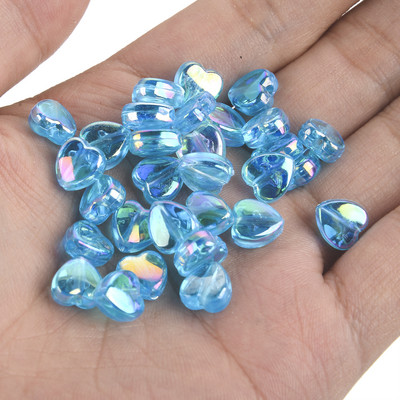 50 vnt 11 mm akrilo karoliukai žvaigždės širdies formos spalvingi AB simfoniniai karoliukai papuošalams gaminti „pasidaryk pats“ apyrankės, reikmenys, reikmenys