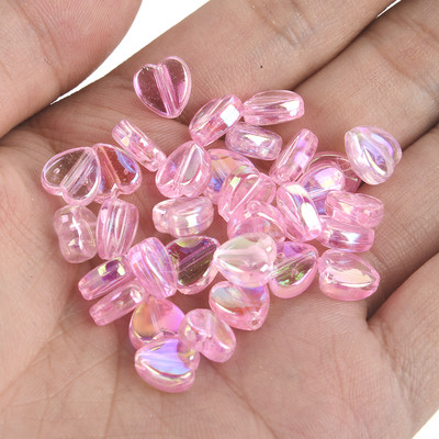 50 vnt 11 mm akrilo karoliukai žvaigždės širdies formos spalvingi AB simfoniniai karoliukai papuošalams gaminti „pasidaryk pats“ apyrankės, reikmenys, reikmenys