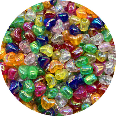 50 τμχ Ακρυλικές χάντρες μεγάλης τρύπας 10 χιλιοστών Πολύχρωμες χάντρες σε διάστιχο σχήμα καρδιάς για κοσμήματα που κατασκευάζουν DIY Charms Βραχιόλι κολιέ αξεσουάρ