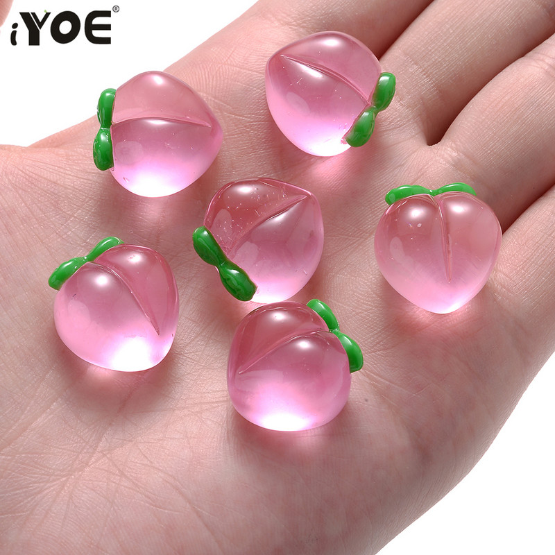 iYOE rózsaszín átlátszó őszibarack gyöngyök gyanta gyümölcs gyöngyök ékszerekhez karkötő nyaklánc medál barkács kézműves dísz