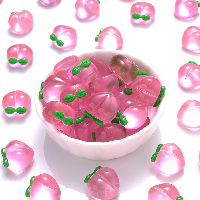 iYOE rózsaszín átlátszó őszibarack gyöngyök gyanta gyümölcs gyöngyök ékszerekhez karkötő nyaklánc medál barkács kézműves dísz