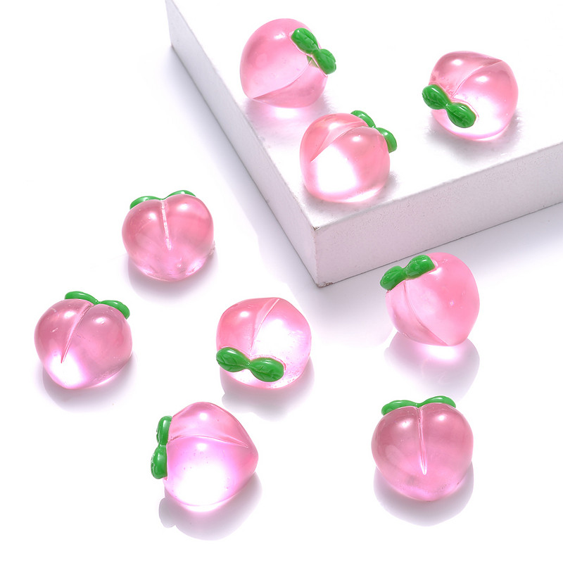 iYOE rózsaszín átlátszó őszibarack gyöngyök gyanta gyümölcs gyöngyök ékszerekhez karkötő nyaklánc medál barkács kézműves dísz