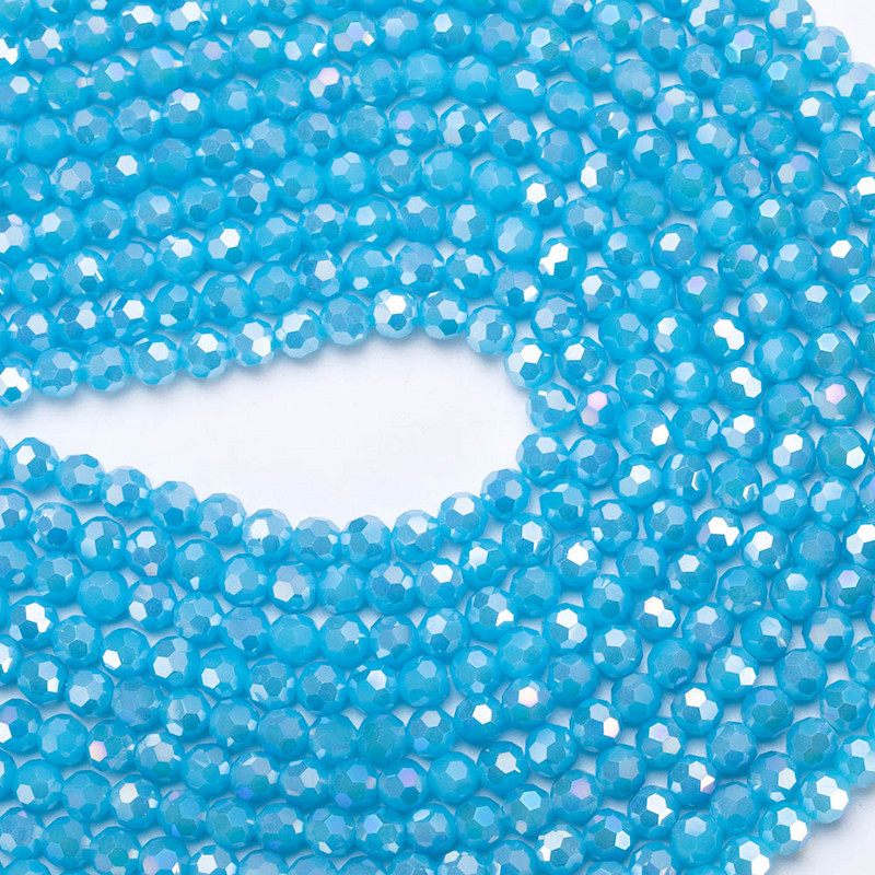 3/4/6/8mm Στρογγυλή χρωματική κρυστάλλινη χάντρα με όψη για βραχιόλια που κατασκευάζουν DIY κεντήματα Loose Spacer ποδοσφαιρικές γυάλινες χάντρες