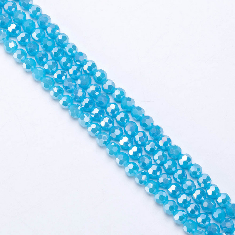 3/4/6/8mm Στρογγυλή χρωματική κρυστάλλινη χάντρα με όψη για βραχιόλια που κατασκευάζουν DIY κεντήματα Loose Spacer ποδοσφαιρικές γυάλινες χάντρες