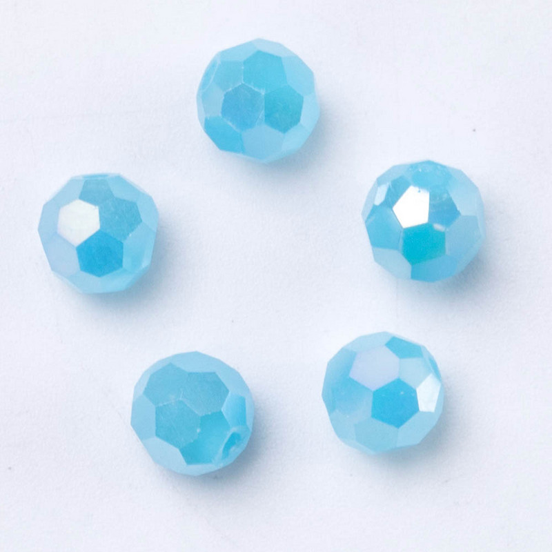 3/4/6/8mm Στρογγυλή χρωματική κρυστάλλινη χάντρα με όψη για βραχιόλια που κατασκευάζουν DIY κεντήματα Loose Spacer ποδοσφαιρικές γυάλινες χάντρες