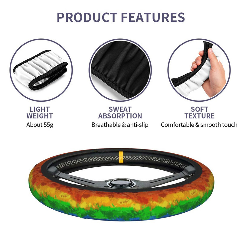 37-38 Καλύμματα τιμονιού αυτοκινήτου Rainbow LGBT  Queer Pride Braid στο κάλυμμα του τιμονιού Αξεσουάρ αυτοκινήτου αυτοκινήτου