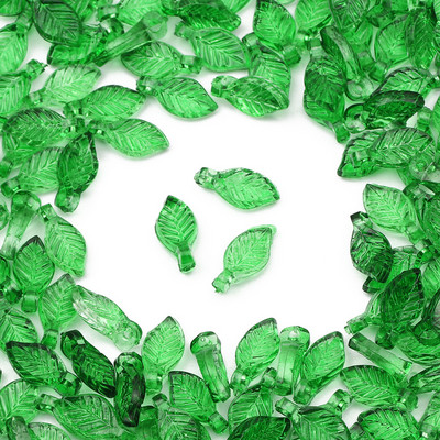 5x10mm läbipaistvad klaashelmed rohelise lehe kujuga kristallhelmed lahtised vahehelmed meisterdamiseks ehete valmistamiseks võlu käsitsi valmistatud tarvikud