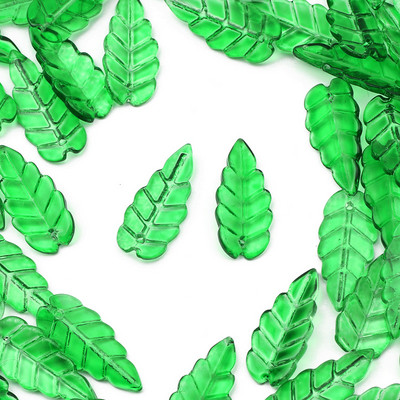 5x10mm läbipaistvad klaashelmed rohelise lehe kujuga kristallhelmed lahtised vahehelmed meisterdamiseks ehete valmistamiseks võlu käsitsi valmistatud tarvikud