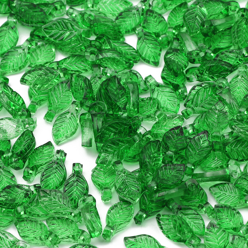 5x10mm läbipaistvad klaashelmed rohelise lehe kujuga kristallhelmed lahtised vahehelmed meisterdamiseks ehete valmistamiseks võlu käsitsi valmistatud tarvikud