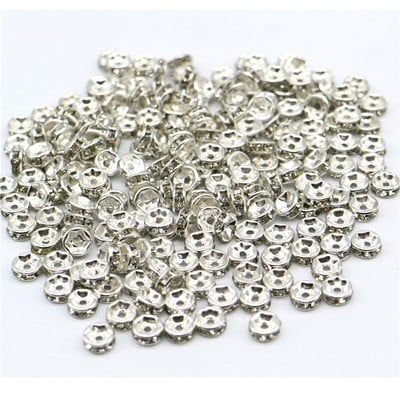 200 buc/lot margele distanțiere de culoare argintie antică, mărgele rotunde de metal libere de 6 mm, pentru brățări DIY, bijuterii.