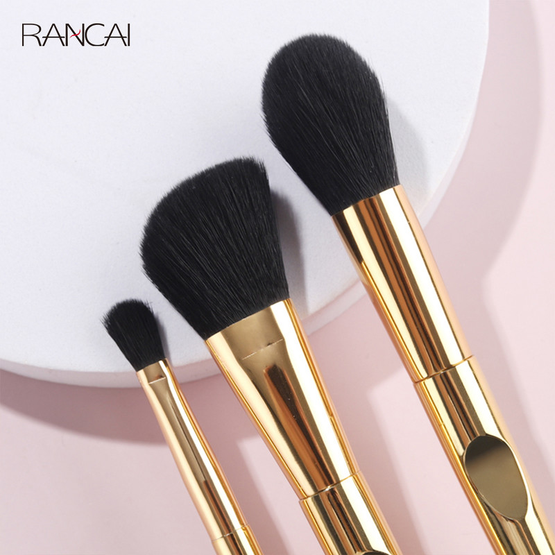 RANCAI 3 PCS meigipintslite komplekt Kuldne kontuuripuuder põsepuna lauvärv Esiletõstja pintsel Kosmeetika segav detail Make Up Beauty