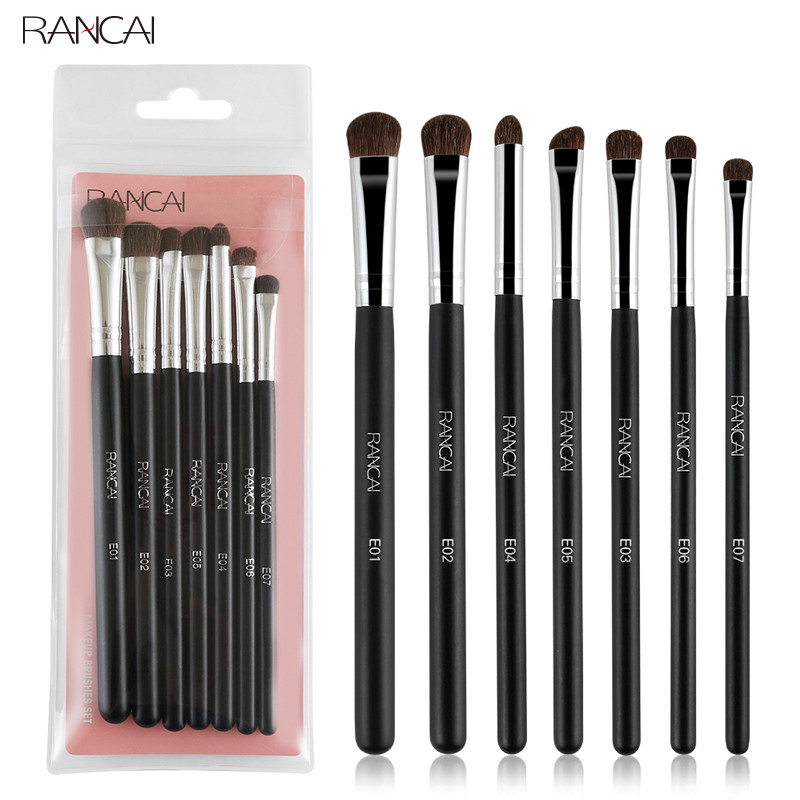 RANCAI 7 tk lauvärvide meigipintslite komplekt Natural Animal Horse Pony Pehme juuksekosmeetika segav Smudge Shader Brush Beauty Kit