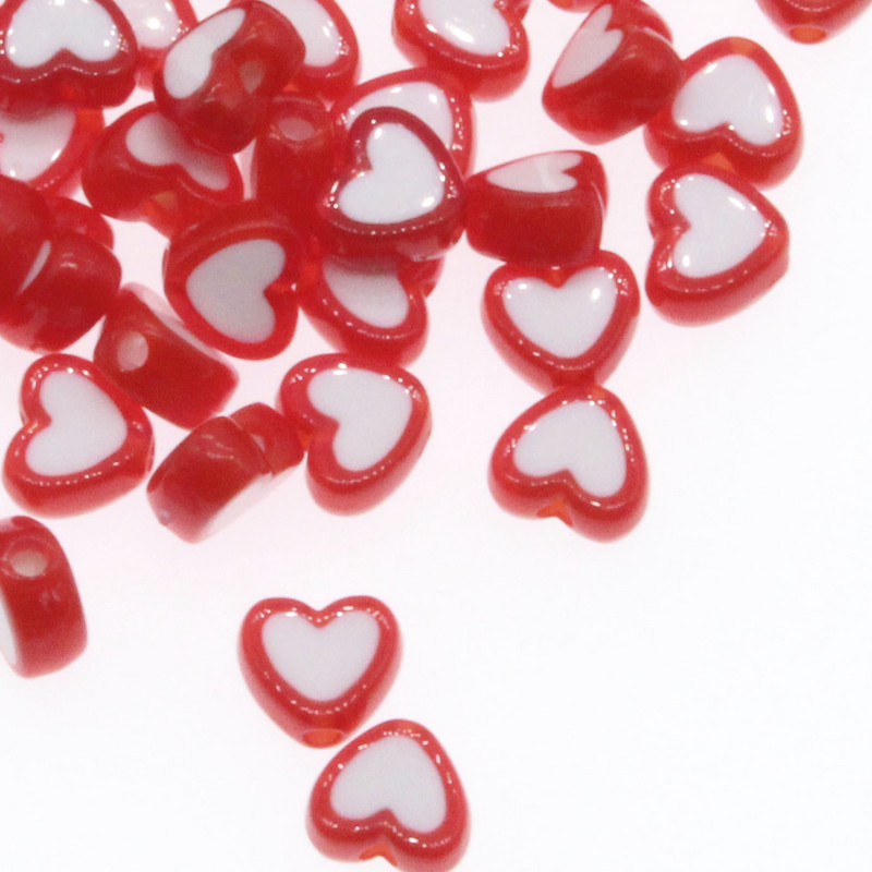 CHONGAI 100 kom akrilnih perli u obliku srca za izradu nakita Fit ženske narukvice i narukvice DIY nakit Perlas