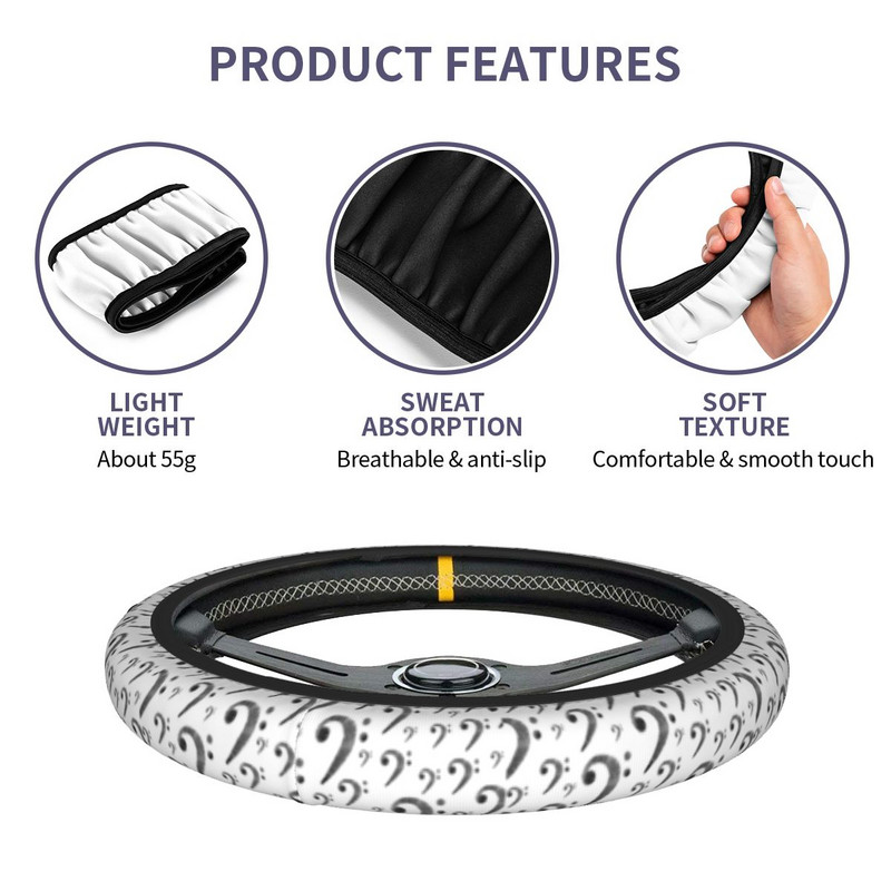 Μουσική Bass Clef Κάλυμμα τιμονιού αυτοκινήτου Universal Piano Note Auto Steering Heel Protector Αξεσουάρ εσωτερικού χώρου με στυλ αυτοκινήτου