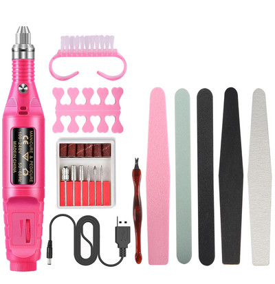 Nagų manikiūro rinkinys USB šlifuoklis Nagų rasp poliravimo juostelės dulkių šepetėlių rinkinys iš 10 vnt.