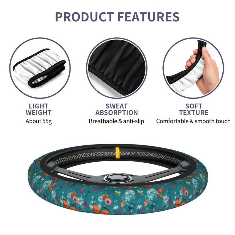 Butterfly Cartoon auto rooliratta kate 37-38 universaalne rooliratta kaitsekate Auto Decor autotarvikud