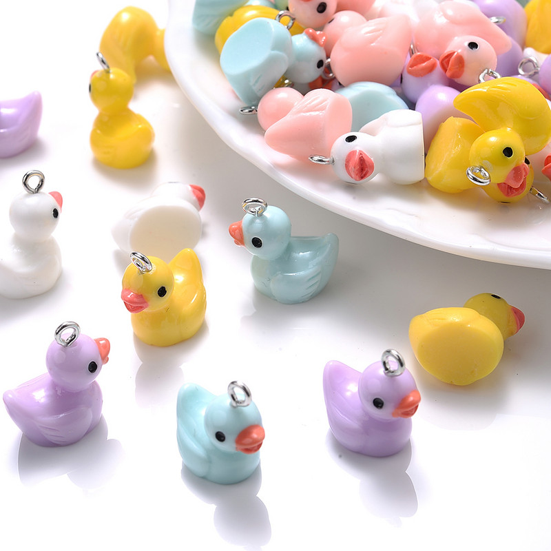 iYOE 10 τμχ Mix Cute Animal Duck Charms Resin Charms For Making Βραχιόλι Σκουλαρίκια Κολιέ Κρεμαστό κόσμημα προμήθειες